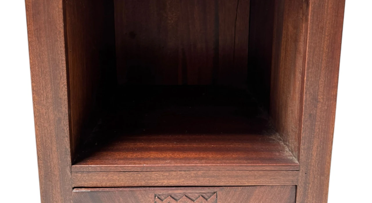 Two Art Deco Nightstands or Bedside Tables with Multi-Colored Marble Tops, 1930s